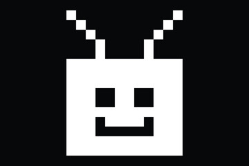 Obraz premium Cartoon pixel art of humanoid robot learning toy robotic engineer bot machine business vector character automation electronic background 8 bit artificial intelligence concept.