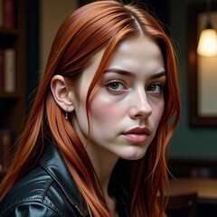 Smiling brunette teen model with natural makeup and glossy hair