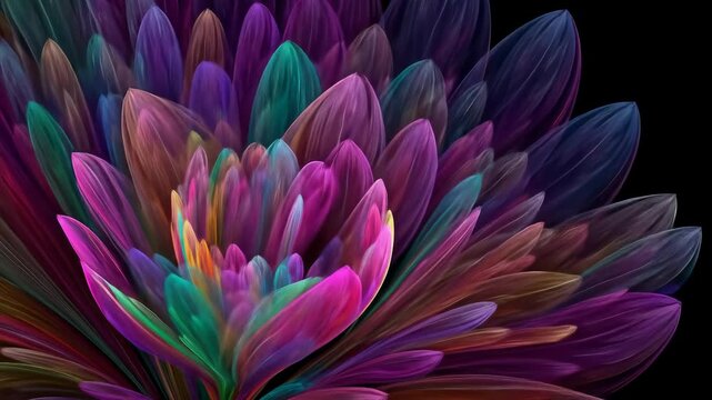 Vibrant petal explosion in 3D abstract form