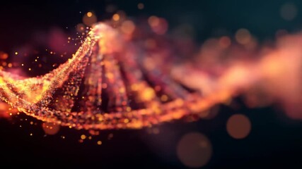 Abstract depiction of a glowing DNA helix in motion - Powered by Adobe