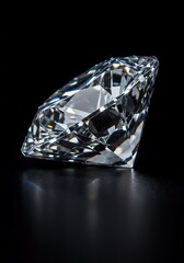 A close-up shot of a brilliant cut diamond, showcasing its incredible sparkle and intricate facets, set against a dark background ,brilliant ,shine ,facets
