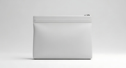 Plain White Zippered Pouch or Cosmetic Bag on White Background makeup bag toiletry bag