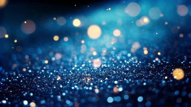 Abstract blue and gold glitter bokeh lights video background