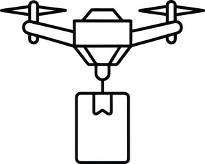 Modern Drone Delivering Medicine Package With Precision Line Art Vector illustration