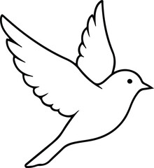 Elegant Flying Bird Captured In Minimal Artistic Style Line Art Vector illustration