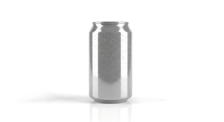 Silver Aluminum Soda Can with Water Droplets on White Background aluminum can beverage can