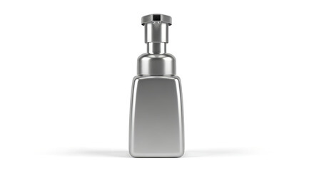 Silver Metal Foaming Soap Dispenser Bottle on White Background graphic design