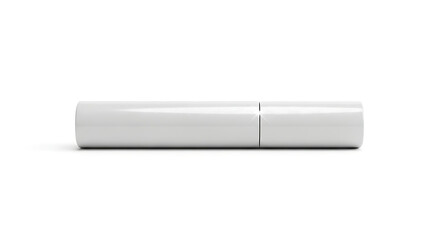 Sleek White Cylindrical Tube with Subtle Reflection on White Background clean