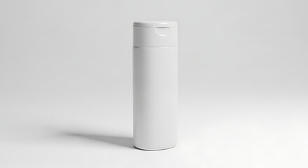 White Cylindrical Bottle with Flip- Top Cap on White Background white bottle flip top cap