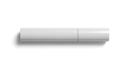 White Cylindrical Object with Cap and Seam on White Background tube container