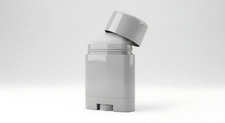 White Deodorant Stick Container with Open Cap on White Background antiperspirant personal care