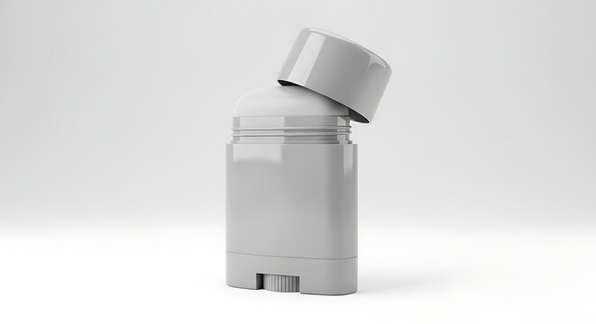 White Deodorant Stick Container with Open Cap on White Background antiperspirant personal care