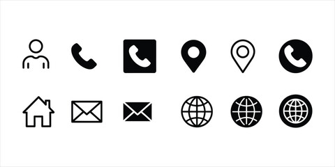 Essential Contact Information Icons for Business and Communication Simple Vector Design Communication and Connection Concept