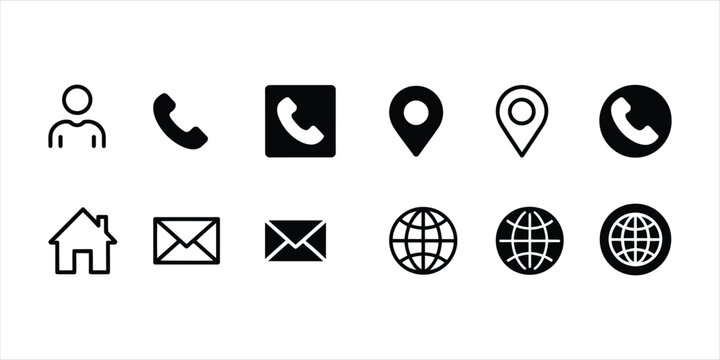Essential Contact Information Icons for Business and Communication Simple Vector Design Communication and Connection Concept
