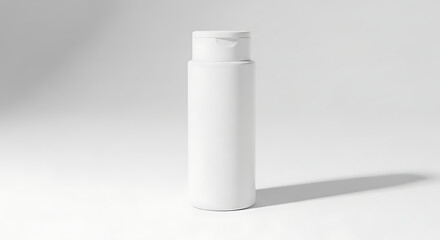 White Plastic Bottle with Flip- Top Cap on White Background opaque container