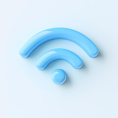 Obraz premium Glossy 3D WiFi signal icon isolated. Modern wireless internet connection symbol isolated for apps, technology branding, communication, and digital connectivity projects.