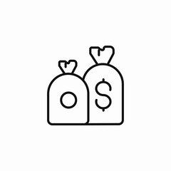 two money bags icon sign vector