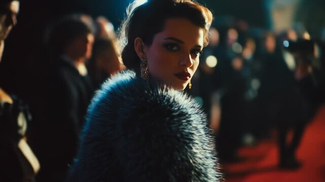 Elegant woman on the red carpet at glamorous event