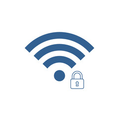 Secure WiFi Connection Icon with Padlock Symbol.