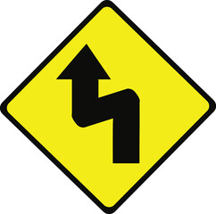 Vector illustration of a “Double Bend” traffic warning sign, isolated on a clean white background
