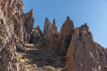 Jagged volcanic rock spires
