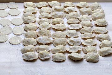 Process of making dumplings with cheese. Process of making dumplings.