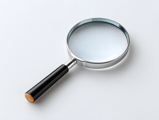 Simple magnifying glass with black handle isolated on white. Minimalist search, zoom, analysis and discovery icon for apps, websites, research, UI/UX and stock concepts.