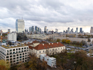 Fototapeta premium Warszawa, jesienna panorama miasta