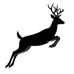 Majestic stag silhouette leaping gracefully through air wild animal photography captured in motion vector vector illustration on white background