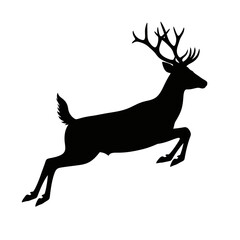 Obraz premium Majestic deer silhouette leaping gracefully through the air wildlife animal art vector vector illustration on white background