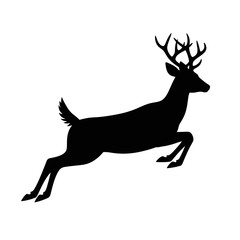 Majestic silhouette of a jumping stag with antlers captured in mid-leap vector vector illustration on white background