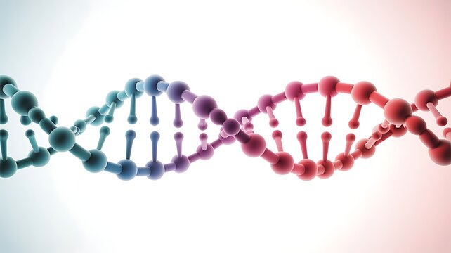 Colorful Abstract DNA Double Helix with Futuristic Molecular Design