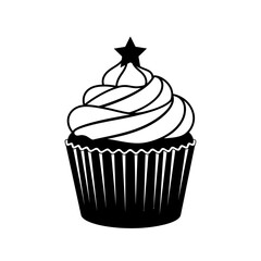 Delicious cupcake with star topping a sweet treat for celebrations and desserts vector vector illustration on white background