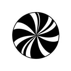 Black and white swirl candy graphic dynamic spiral pattern simple abstract design element vector vector illustration on white background