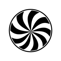 Hypnotic swirl candy design black and white optical illusion round shape graphic element vector vector illustration on white background