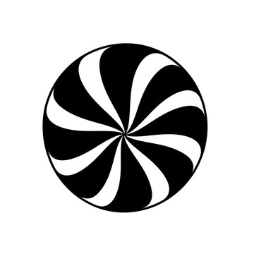 Swirling black and white peppermint candy design graphic element vector vector illustration on white background