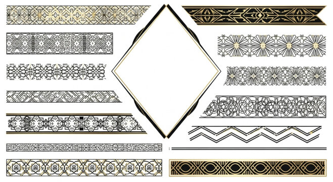 Elegant geometric gold borders collection for sophisticated design projects
