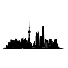 Naklejka premium Modern city skyline silhouette featuring tall buildings and iconic tower for urban design vector vector illustration on white background