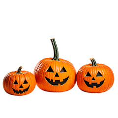 Fototapeta premium Trio of pumpkins isolated on transparent background