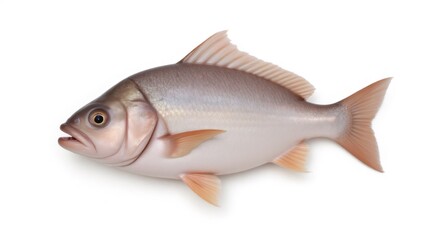 Fototapeta premium Freshly caught silver fish isolated on a white background, ready to cook