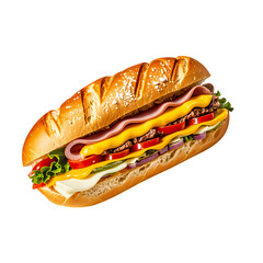 Fresh Ham Salad Sub Sandwich isolated on transparent background