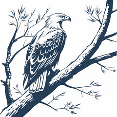 Bald eagle perched on a branch in vector format