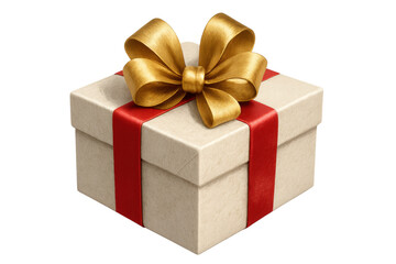 Obraz premium Gift box with golden bow and red ribbon, presenting surprise for celebration, birthday, or holiday occasion