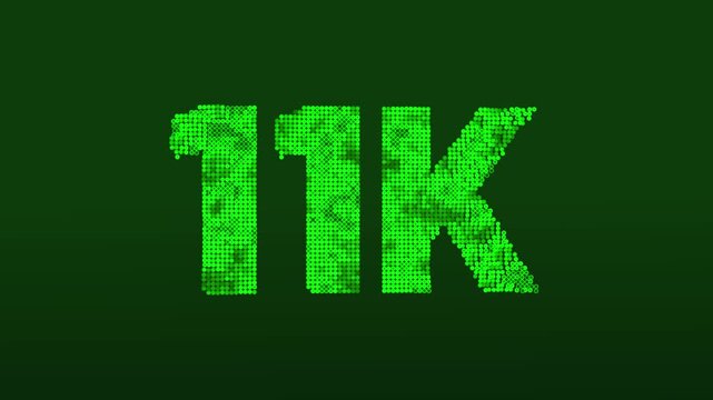 10K to 11K Text Animation in 4K &mdash; Dynamic Number Growth Motion Graphic on Black Background