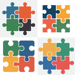 Fototapeta premium Colorful Jigsaw Puzzle Pieces Background Illustration