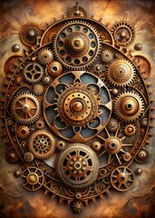 Steampunk gear mechanism with intricate details and a vintage aesthetic design