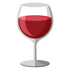 Wine Glass with Red Wine Vector Icon on White Background