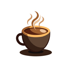 Steaming coffee cup with foam realistic isolated white background