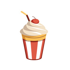 Cupcake with cherry coffee and ice cream vector illustration