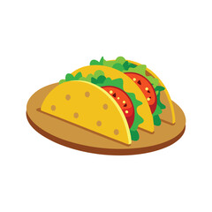 Taco Platter with 2 Tacos Vector Icon on White Background